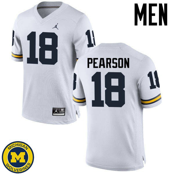 Men University of Michigan #18 AJ Pearson White NCAA Player Game Jersey